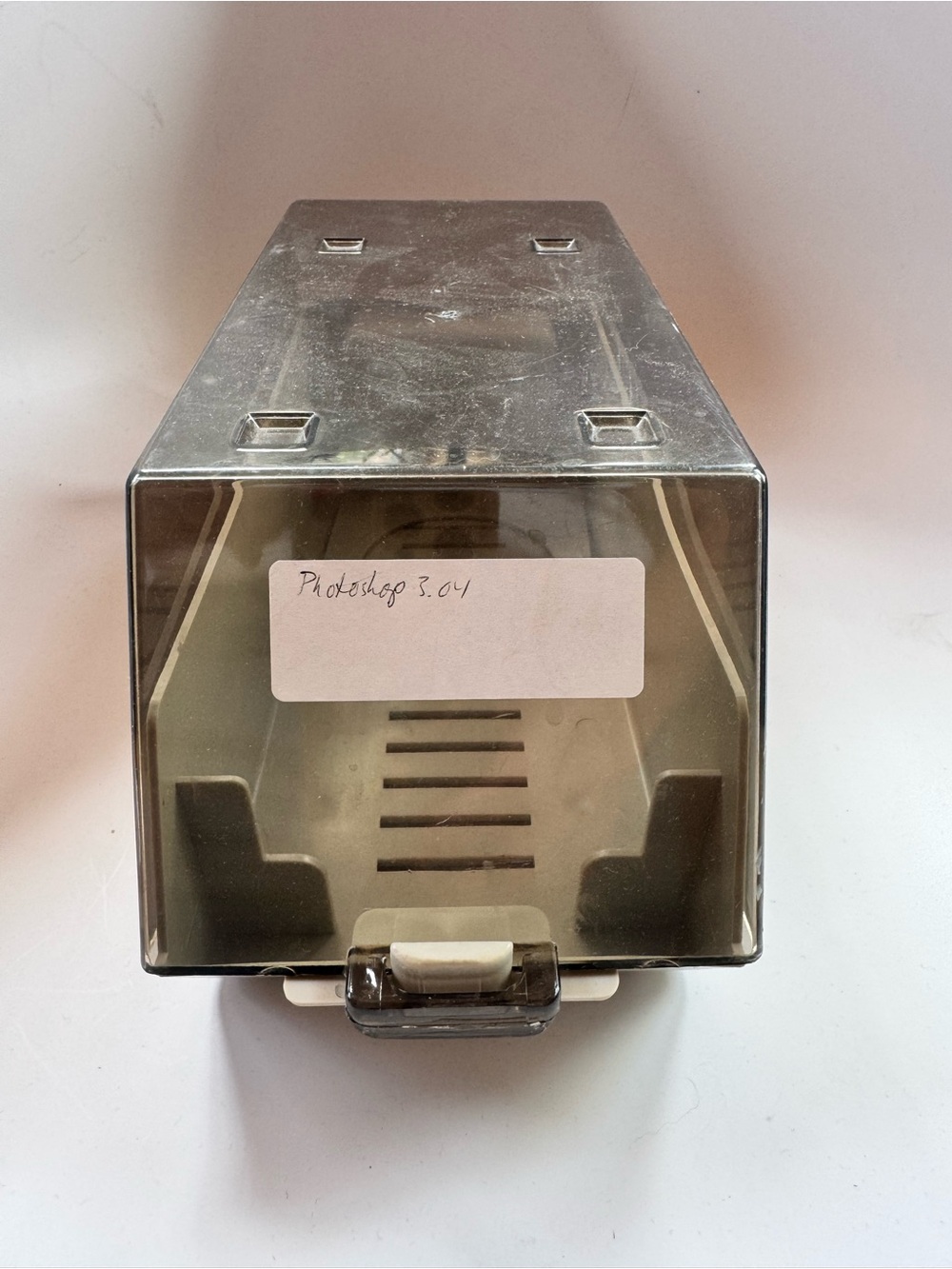 Vintage 2000s Floppy Disk Storage Container Clear Gray, Cream Plastic Data Nerd